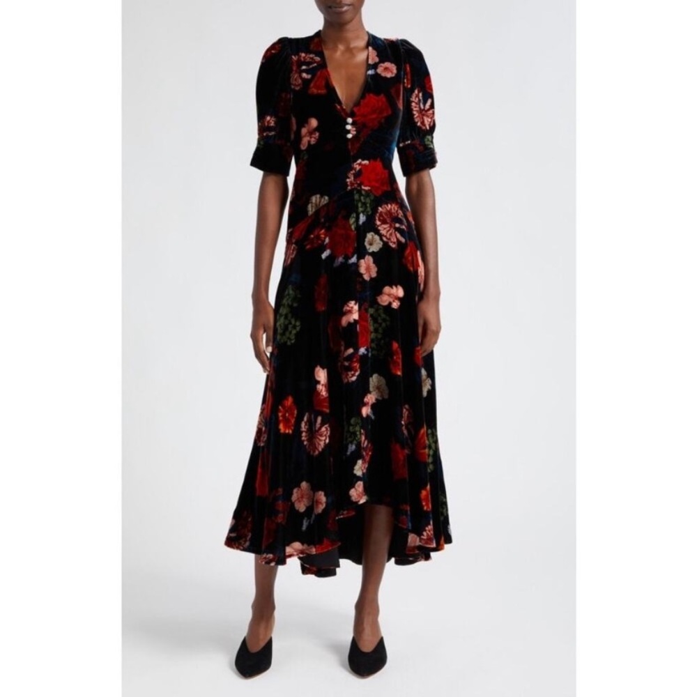Cara Cara Black Floral Midi Dress
